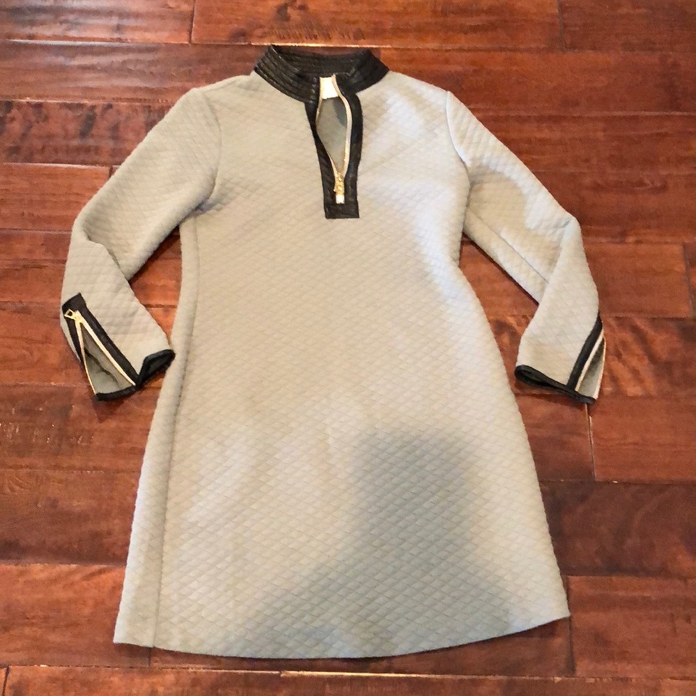 STS Gray Tunic Dress (Sz 6) w Leather Trim